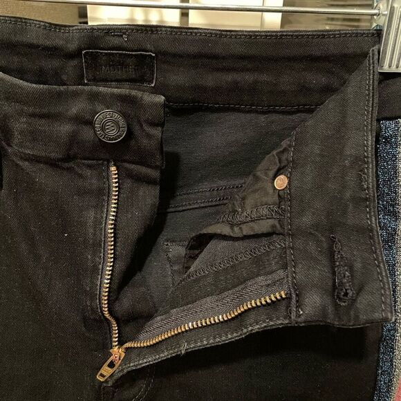 Mother Denim Womens Looker Ankle Fray Jeans 25 Black High Waisted Glitter Stripe - Picture 11 of 12